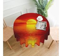 ZHAOUR Mantel redondo lavable con estampado de amanecer rojo