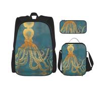 ZHAOUR Mochila escolar con estampado de pulpo con compartimento para laptop | Mochila informal de viaje para niños y niñas, ligera, estudios, moda, juvenil, correa de hombro ajustable para almacenamiento