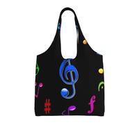 ZHAOUR Novedosas bolsas de lona con estampado de colibrí, bolsas grandes reutilizables para comestibles, bolsa de mano para mudanzas, compras, viajes y uso diario, Música pentatónica colorida, Talla