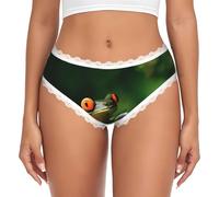 ZHAOUR Ropa interior de encaje para mujer - Calzoncillos con estampado de árbol de rana de la paz con elástico suave, sexy para uso diario moderno, blanco, S