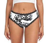 ZHAOUR Ropa interior de encaje para mujer - Calzoncillos con estampado de letra de fútbol para mujer con elástico suave, sexy para uso diario moderno, Negro, L