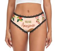 ZHAOUR Ropa interior de encaje para mujer, calzoncillos con estampado de perezoso You Are Awesome con elástico suave, sexy para uso diario a la moda, Negro, M