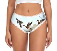 ZHAOUR Ropa interior de encaje para mujer - Calzoncillos de caza con estampado salvaje y elástico suave, sexy para uso diario moderno, blanco, S