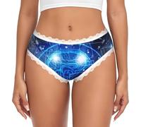 ZHAOUR Ropa interior de encaje para mujer, con estampado de cerebro de inteligencia artificial, suave, sexy, para uso diario a la moda, blanco, M