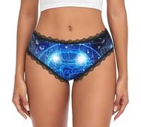 ZHAOUR Ropa interior de encaje para mujer, con estampado de cerebro de inteligencia artificial, suave, sexy, para uso diario a la moda, Negro, S