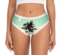 ZHAOUR Ropa interior de encaje para mujer, ropa interior con estampado de pareja casada caminando en la playa con elástico suave, sexy para uso diario moderno, blanco, XL