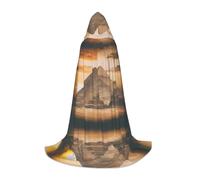 ZHAOUR S Capa con capucha de Halloween - Unisex Vintage Gran Pirámide Egipcia Imprimir Bata Cosplay Bruja Mago - Disfraz de fiesta de máscaras