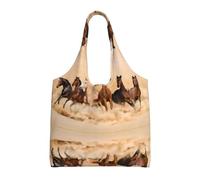 ZHAOUR Scenic - Bolsas de lona con estampado de agua de mar, bolsas grandes reutilizables para comestibles, bolsa de mano para mudanzas, compras, viajes y uso diario, Caballo corriendo en tormenta de