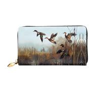 ZHAOUR Seven Star - Cartera de piel con estampado de mariquita, cartera larga para mujer, cartera plegable delgada y ligera, tarjetero, Hunting Flying Wild, One Size