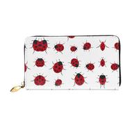 ZHAOUR Seven Star - Cartera de piel con estampado de mariquita, cartera larga para mujer, cartera plegable delgada y ligera, tarjetero, Mariquita de siete estrellas, One Size