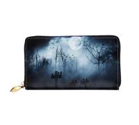 ZHAOUR Seven Star - Cartera de piel con estampado de mariquita, cartera larga para mujer, cartera plegable delgada y ligera, tarjetero, Gótico Feliz Halloween, One Size