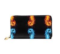 ZHAOUR Seven Star - Cartera de piel con estampado de mariquita, cartera larga para mujer, cartera plegable delgada y ligera, tarjetero, Boxeo de hielo y fuego, One Size