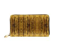 ZHAOUR Seven Star - Cartera de piel con estampado de mariquita, cartera larga para mujer, cartera plegable delgada y ligera, tarjetero, Lentejuelas doradas brillantes, One Size