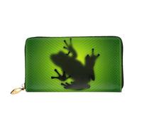 ZHAOUR Seven Star - Cartera de piel con estampado de mariquita, cartera larga para mujer, cartera plegable delgada y ligera, tarjetero, Sombra de rana verde, One Size