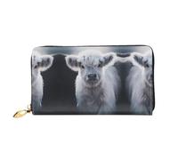 ZHAOUR Seven Star - Cartera de piel con estampado de mariquita, cartera larga para mujer, cartera plegable delgada y ligera, tarjetero, Vaca gris, One Size