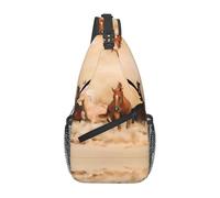 ZHAOUR Soccer-font-lette Print - Mochila ligera de senderismo con cremalleras, correa de viaje unisex para uso diario y al aire libre, Caballo corriendo en tormenta de arena del desierto, Talla única