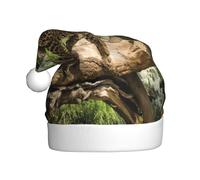 ZHAOUR Sombrero de Navidad con estampado de cascada de pantera en el tronco del árbol para adultos, cómodo sombrero de Navidad, Año Nuevo, Papá Noel, sombreros festivos