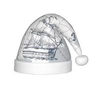 ZHAOUR Sombrero de Navidad con estampado de mapa de barco para niños, sombrero festivo de Papá Noel, sombreros de vacaciones para Navidad, fiestas de Año Nuevo