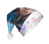 ZHAOUR Sombrero de Navidad LED para adultos, divertido delfín que te mira a ti, sombrero de Papá Noel, gorro de felpa suave para Navidad, Año Nuevo