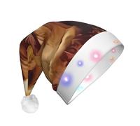 ZHAOUR Sombrero de Navidad LED para adultos, sombrero de Papá Noel con estampado de león africano, gorro de felpa suave para Navidad, Año Nuevo