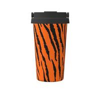 ZHAOUR Taza de café aislada con estampado de leopardo y tigre naranja, vaso de viaje de 500 ml con tapa abatible, taza de acero inoxidable de doble capa