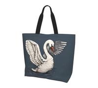 ZHAOUR Ying Yang - Bolsa de hombro con estampado de diagramas, bolsa grande reutilizable para mujer, bolsa de almacenamiento, ligera, para la vida diaria y viajes, Hermoso cisne blanco, Talla única