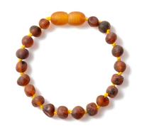 ZHAOXIA Pulsera de ámbar báltico auténtico(Cognac Raw) - 14cm Long - Tobillera - 100% ámbar báltico auténtico - joyería Hecha a Mano
