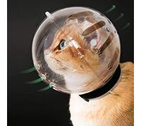 ZhaoYingChao Casco De Burbuja para Gatos, Capucha Transparente Y con Circulación De Aire, Casco De Astronauta Ajustable para Gatitos, Evita Morder Y Máscara Esférica para Gatos Agresivos (Talla L)
