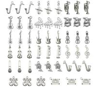 ZHAPEG Juego de 51 colgantes de instrumentos musicales retro para violín, dijes de música, hechos a mano, accesorios de joyería para amantes de la música