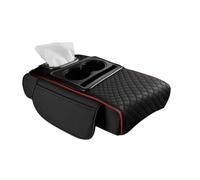 ZHAUPMCB Reposabrazos para Coche con Cojín Elevador Y Portavasos, Bolsillo Lateral De Almacenamiento para El Interior del Coche, Almohadilla De Altura del Brazo(Black Red)