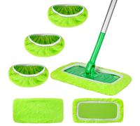 ZHAYAO Paquete de 3 almohadillas reutilizables de microfibra compatibles con mopa Swiffer, cubierta plana húmeda y seca, almohadillas lavables para limpieza de superficies y suelos de madera dura