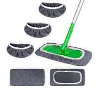 ZHAYAO Paquete de 3 almohadillas reutilizables de microfibra compatibles con mopa Swiffer, cubierta plana húmeda y seca, almohadillas lavables para limpieza de superficies y suelos de madera dura