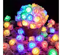 ZHBDMGK Guirnalda de 40 luces LED románticas coloridas que funcionan con pilas, guirnalda de flores artificiales de 19.7 pies, luces LED para el día de San Valentín, boda, interior, exterior, festival