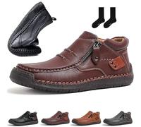 ZHCBAUA Botas de conducción de cuero de primera calidad hechas a mano para hombre, las primeras botas de conducción jóvenes, ligeras, al tobillo, planas, transpirables, antideslizantes, zapatos de