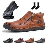 ZHCBAUA Botas de conducción de cuero de primera calidad hechas a mano para hombre, las primeras botas de conducción jóvenes, ligeras, al tobillo, planas, transpirables, antideslizantes, zapatos de