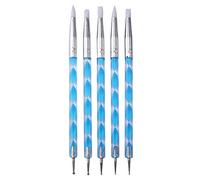 ZHCHAO 5 unids/set Nail Art End End Gel Silicone Talla Embalaje Build Cepillo Rhinestone Picking Dotting Pen Manicure Herramienta(Color:Blue,White)