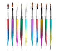 ZHCHAO 5pcs / set Nail Art Doting Pintura Pen Gel Acrílico Dibujo Talla Liner Liner Cepillo Herramientas de Cepillo 2 Maneras Manicura Bricolaje Herramienta