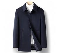 ZHCHAO Autumn and Winter In The Young Men's Double-Sided Wool Tweed Coat Lapel Goose Down Lining Business Casual Cashmere Jacket(Blue,White,XXX-Large)