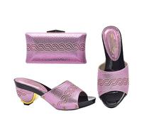 ZHCHAO Bolsa de Mano for la Cena con el Mismo tacón Grueso, Zapatos de Boca de Pescado, Zapatillas, Sandalias Informales for Llevar Todos los Zapatos a Juego.(38 EU)