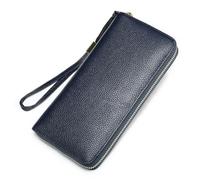 ZHCHAO Bolso de cuero for mujer, Cartera larga de cuero, Bolso de muñeca for mujer, Cartera larga de cuero con múltiples ranuras(Blu)