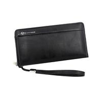 ZHCHAO Bolso de mano largo con doble tirador for mujer, capa intermedia de alta capacidad, gran ranura for dinero(Svart)