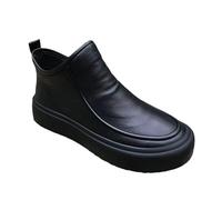 ZHCHAO Botas De Cuero De Caña Alta For Hombres Zapatos Cálidos Británicos For Hombres Zapatos Casuales Transpirables Antideslizantes Con Punta Redonda Y Parte Inferior Plana Con Cremallera Interior(8)