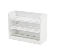 ZHCHAO - Caja de almacenamiento giratoria de 3 niveles para huevos para refrigerador, ahorra espacio, 30 compartimentos, organizador de cocina