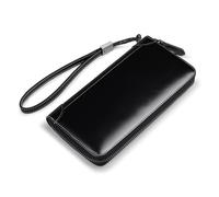 ZHCHAO Cartera Cartera con Cremallera Larga Cartera de Negocios Vintage for Hombre Clip Largo for Dinero(Svart)