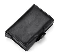 ZHCHAO Cartera con patrón de Clip de Tarjeta emergente automática de PU for Hombre con Caja de Tarjeta de Aluminio de Doble Capa