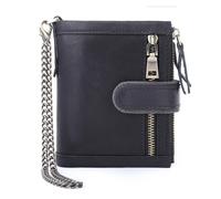 ZHCHAO Cartera Corta con Cremallera y Clip for Dinero de Triple Pliegue for Hombre con Cadena y Capa Superior Corta(Brown)