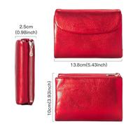 ZHCHAO Cartera Corta de Cuero Genuino, Cartera pequeña Brillante for Mujer, Bolso de Tarjeta Tipo Billetera Cero de Piel de Vaca de Capa Superior for Mujer(Golden,Gold)