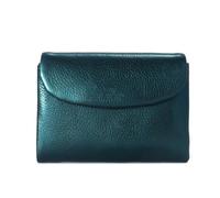 ZHCHAO Cartera Corta de Cuero Genuino, Cartera pequeña Brillante for Mujer, Bolso de Tarjeta Tipo Billetera Cero de Piel de Vaca de Capa Superior for Mujer(Grn)