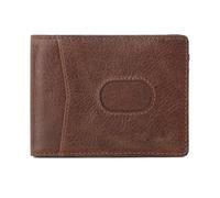 ZHCHAO Cartera Corta for Hombre, Bolso con Clip for Billetes, Bolso multitarjeta de Primera Capa de Negocios Vintage(Brown)
