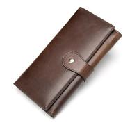 ZHCHAO Cartera de Cuero Genuino, Bolso de Tarjeta antimagnético con múltiples Ranuras for Mujer, Bolso de Mano de Piel de Vaca de Capa Superior de Moda for Mujer(Brown)